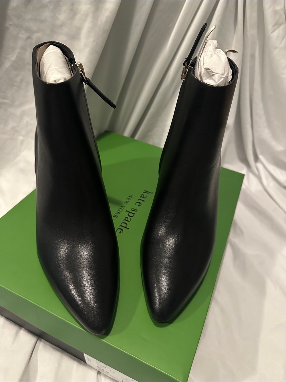 kate spade Black Pointed Leather Ankle Booties
